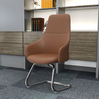 Stiller Leather Office & Conference Chair – Executive Desk Seating with Fixed Arms, Lumbar Support, Swivel Base, and Iron Frame by Orren Ellis