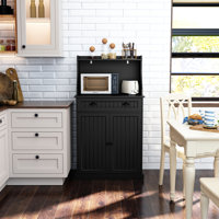 Nazyia 54" Freestanding Kitchen Pantry Storage Cabinet with Doors and Adjustable Shelves, Microwave Oven Stand with Drawer for Kitchen by Winston Porter