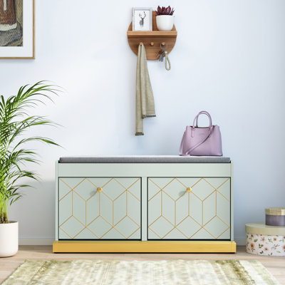 Teaira Upholstered Storage Bench with Flip Drawer Shoes Cabinet by Mercer41
