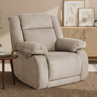 39" Wide Upholstered Power Recliner with Power Adjustable Headrest by Wade Logan