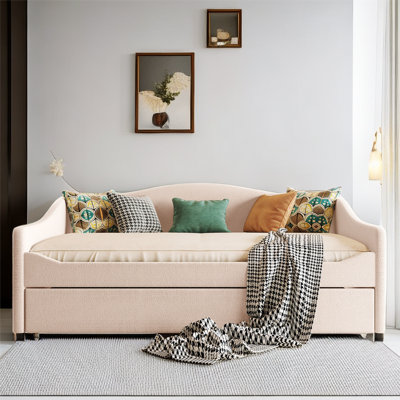 Karsha Teddy Fleece Full Size Upholstered Daybed with Light and Trundle by Ivy Bronx