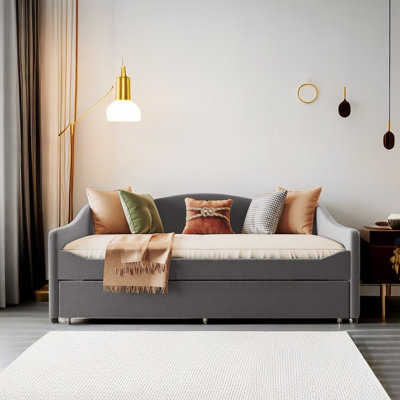 Karsha Teddy Fleece Full Size Upholstered Daybed with Light and Trundle by Ivy Bronx