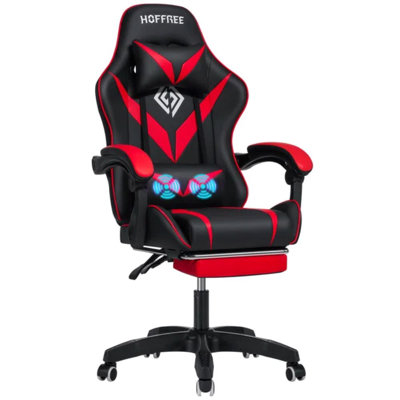 Hoffree Ergonomic Gaming Desk Chair with Vibration Lumbar Pillow for Teens by Hoffree
