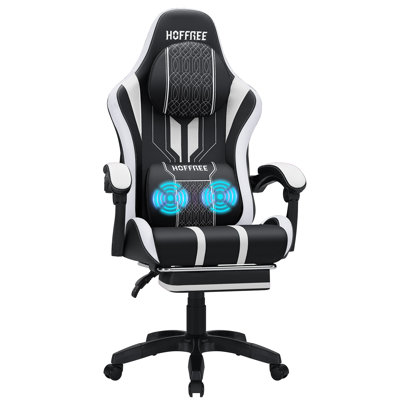 Hoffree Big and Tall Gamer Chair Ergonomic Gaming Chair with Extra Wide Massage Lumbar Pillow by Hoffree