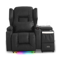 Aguilera Power Recliner Chair with Multi-Functional Console Set, LED Light, Cup Holders, Free Pillows by Ebern Designs