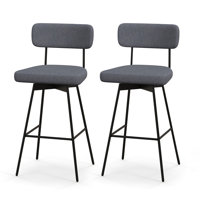 George Oliver 2pcs Swivel Bar Stool Upholstered Bar Height Dining Chair W/ Footrest by George Oliver