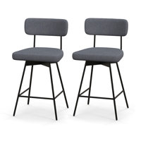 George Oliver 2pcs Swivel Bar Stool Upholstered Bar Height Dining Chair W/ Footrest by George Oliver