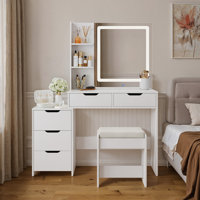 Mohibullah Makeup Vanity with LED Light by Ebern Designs