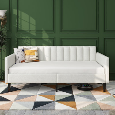 Broward 78.7"L Twin Daybed,  Boucle Upholstered Daybed With Sturdy Metal Frame by Latitude Run