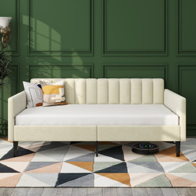 Broward 78.7"L Twin Daybed,  Boucle Upholstered Daybed With Sturdy Metal Frame by Latitude Run