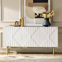 Guilford 58" Wide Modern Geometric Pattern and Metal Legs with Adjustable Feet Sideboard by Willa Arlo Interiors