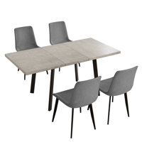 Katina Extendable Kitchen Dining Table Set with 17.7"H Faux Leather Upholstered Dining Chair for Kitchen Dining Room, Home Furniture by George Oliver