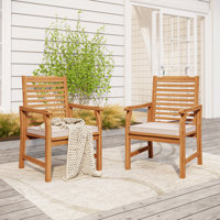 Doru Acacia Patio Dining Armchair with Cushion by Wildon Home