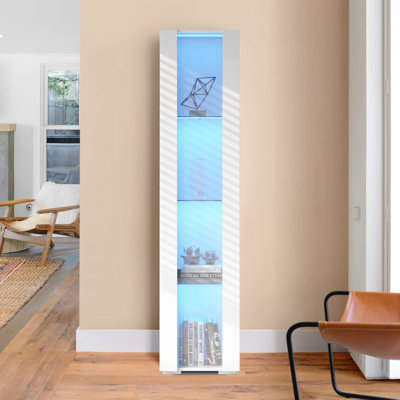 Zermatt Modern Style Curio Cabinet with Adjustable Glass Shelves and Wire Management Hole for Living Room, Bedroom by Ebern Designs