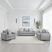 Langara Transitional Chenille 3-Piece Living Room Set with Elegant Nailhead Trim, Reversible Cushions & 16 Included Accent Pillows
