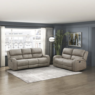 Niosha Transitional Polished Microfiber 2-Piece Reclining Set with Tab Pull Motion, Metal Reinforced Frame & Pocket Coil Seating by Latitude Run