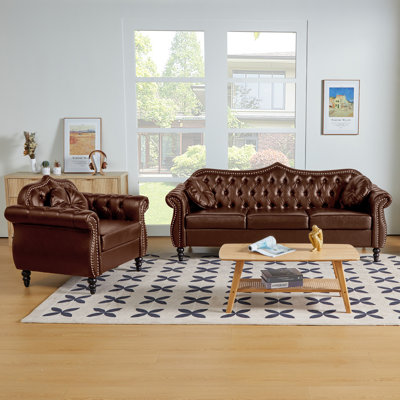 Chamira 2 Piece Faux Leather Living Room Set by Alcott Hill
