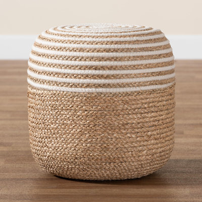 Aahad Seagrass Solid Wood Accent Stool by Highland Dunes