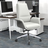Jaquoya Leather Executive Office & Conference Chair – Ergonomic Swivel Desk Chair with Lumbar Support, Adjustable Height, Tilt, and Aluminum Frame by Hokku Designs