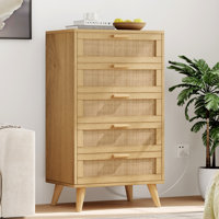 Aissa 5 - Drawer Dresser, Bedroom Rattan Dresser, Chest of Drawer for Living Room, Hallway by Bay Isle Home