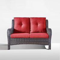 Schutt 50" Wide Outdoor Wicker Loveseat With Cushions