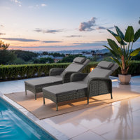 Dahlyla Outdoor Reclining Chaise Lounge Chairs with Cushions(Set of 2)