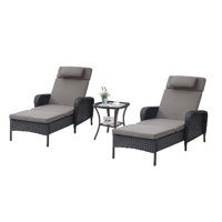Dahlyla Outdoor All Weather Reclining Chaise Lounge Chair with Cushions