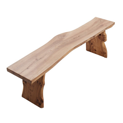 Charleane Rustic Solid Wood Bench Elm Dining Bench by Millwood Pines