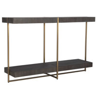Everly Quinn Yveta Modern Brass / Wood Console Table by Everly Quinn