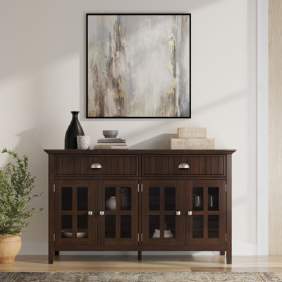 Acadian 60"W Solid Wood 4-Door Sideboard Buffet with 4 Adjustable Shelves and 2 Drawers by Simpli Home