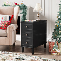 Cebollero Solid Wood Floor Shelf 3 - Drawer End Table by Alcott Hill