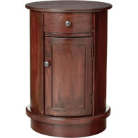 Shalondra Traditional Round Side Storage End Table, Vintage Cherry by Red Barrel Studio