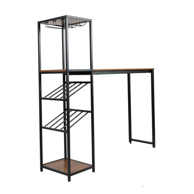 Quintavia Modern Metal Bar Table with Bottle and Stemware Storage by Ebern Designs