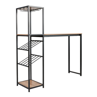 Quintavia Modern Metal Bar Table with Bottle and Stemware Storage by Ebern Designs