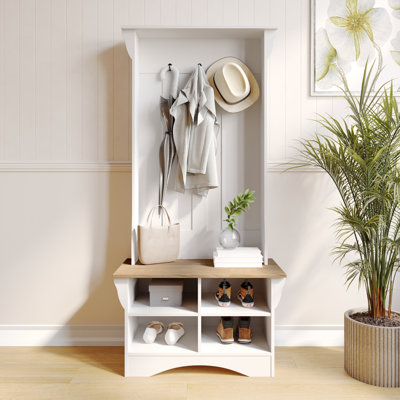 Arisbeth Hall Tree with Bench, 3 Single Storage Hooks, and 4 Lower Storage Cubbies by Lark Manor