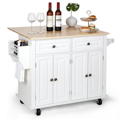 Nikayia 43.3"W Solid Wood Kitchen Island with Drop Leaf by Winston Porter