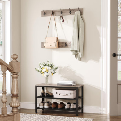 Freestanding Coat Rack Set with Shoe Storage Bench by 17 Stories