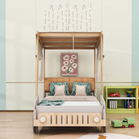 Jainy Wood Bed with Shelf and LED by Harriet Bee