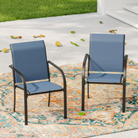Oligert Metal Outdoor Stackable Dining Armchair by Winston Porter