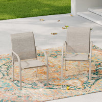 Oligert Metal Outdoor Stackable Dining Armchair by Winston Porter