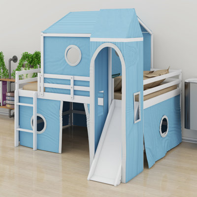 Messerly Kids Bunk Bed with Slide Tent and Tower by Harper Orchard