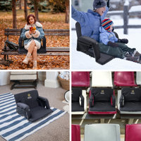 Heated Reclining Stadium Seats with Massage & Power Bank, Padded Bleacher Cushion (Set of 2, Regular)