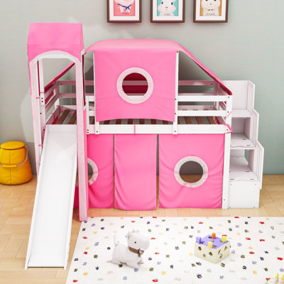 Jaleana Slat Loft Bed with Bookcase by Harriet Bee