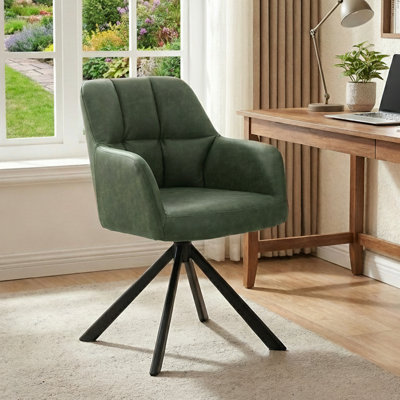 Khac Office Swivel Chair Comfy Faux Leather Desk Chair Modern Computer Task Chair for Living Room/Bedroom/Home Office