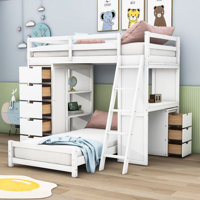Jacquelina Kids Twin over Twin 8 Drawers Wooden Bunk Bed with LED Light and USB Ports by Harriet Bee