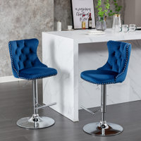 Jillayne Upholstered Golden Swivel Velvet Barstools Adjustable Seat Height by House of Hampton