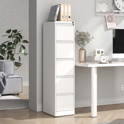 15.2"W 5-Drawer Locking Metal Vertical File Cabinet - Heavy-Duty Home Office Storage for A4/Letter/Legal/F4 by Inbox Zero