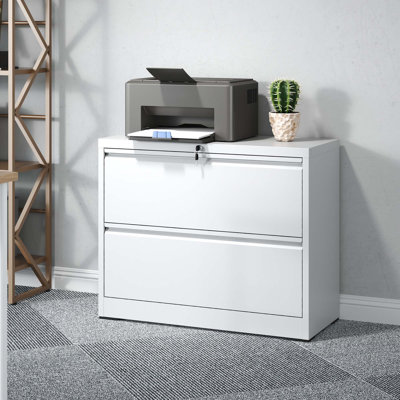 35.43"W 2 Drawer Metal Lateral File Cabinet with Lock for Home Office A4/Letter/Legal Size by Inbox Zero