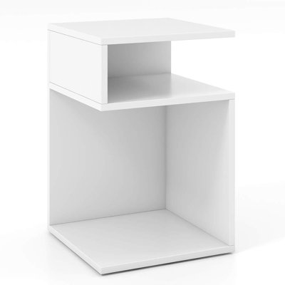 Ebern Designs 2pcs S-shaped Side Table For Small Space Morden End Table W/s-shaped Frame White by Ebern Designs