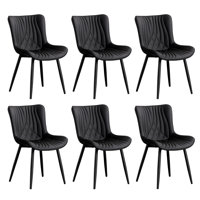 Faux Leather Upholstered Dining Chairs Modern Wingback Side Chairs With Metal Legs by Orren Ellis